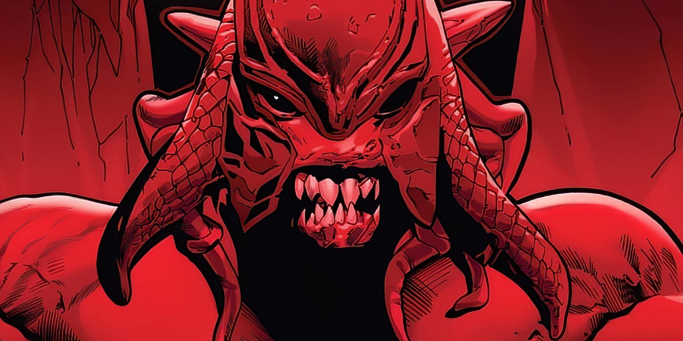 Cyttorak da Marvel Comics rosnando e parecendo demoníaco. 