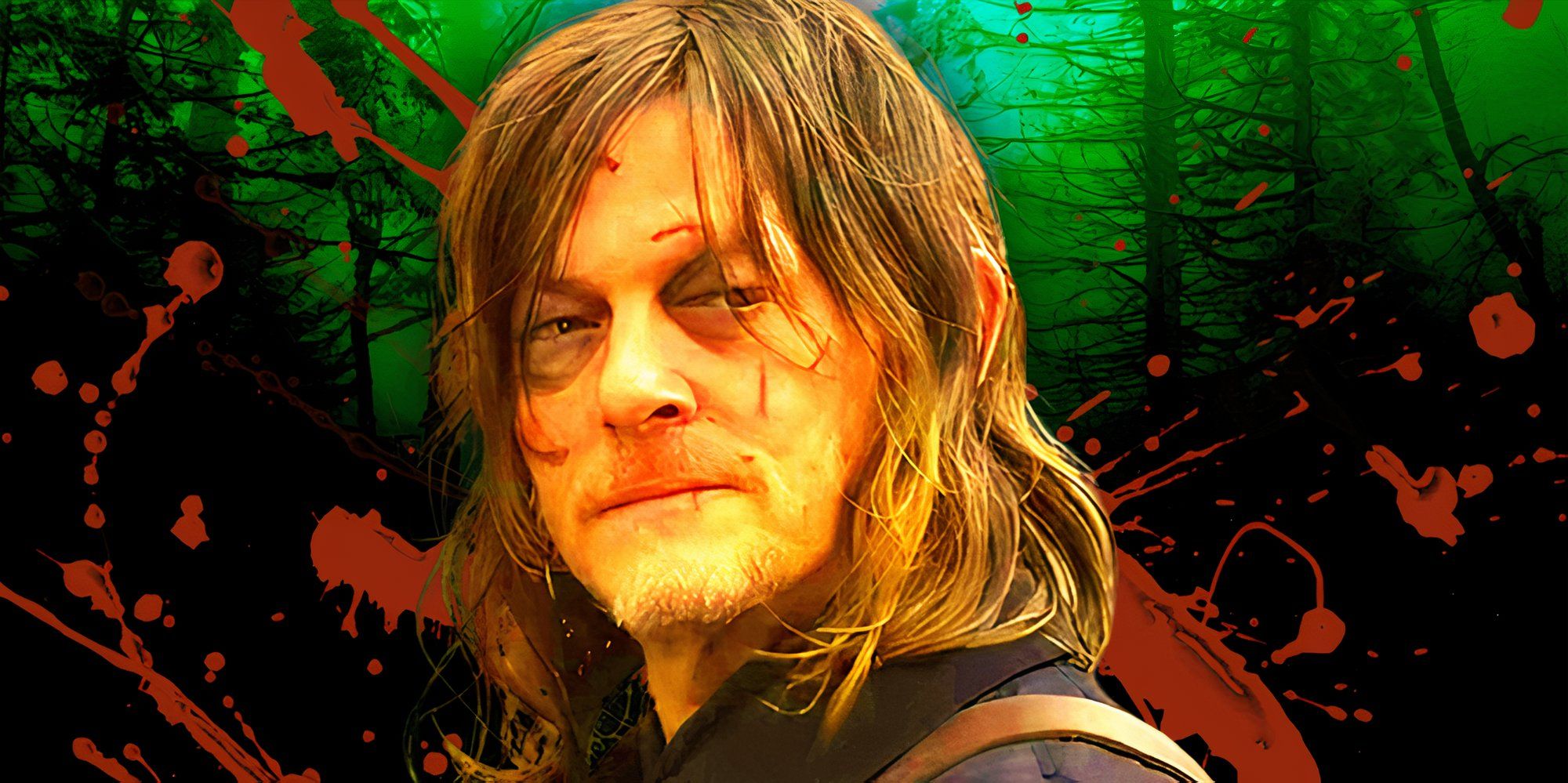 Norman Reedus as Daryl Dixon in The Walking Dead: Daryl Dixon with some red blood splatters