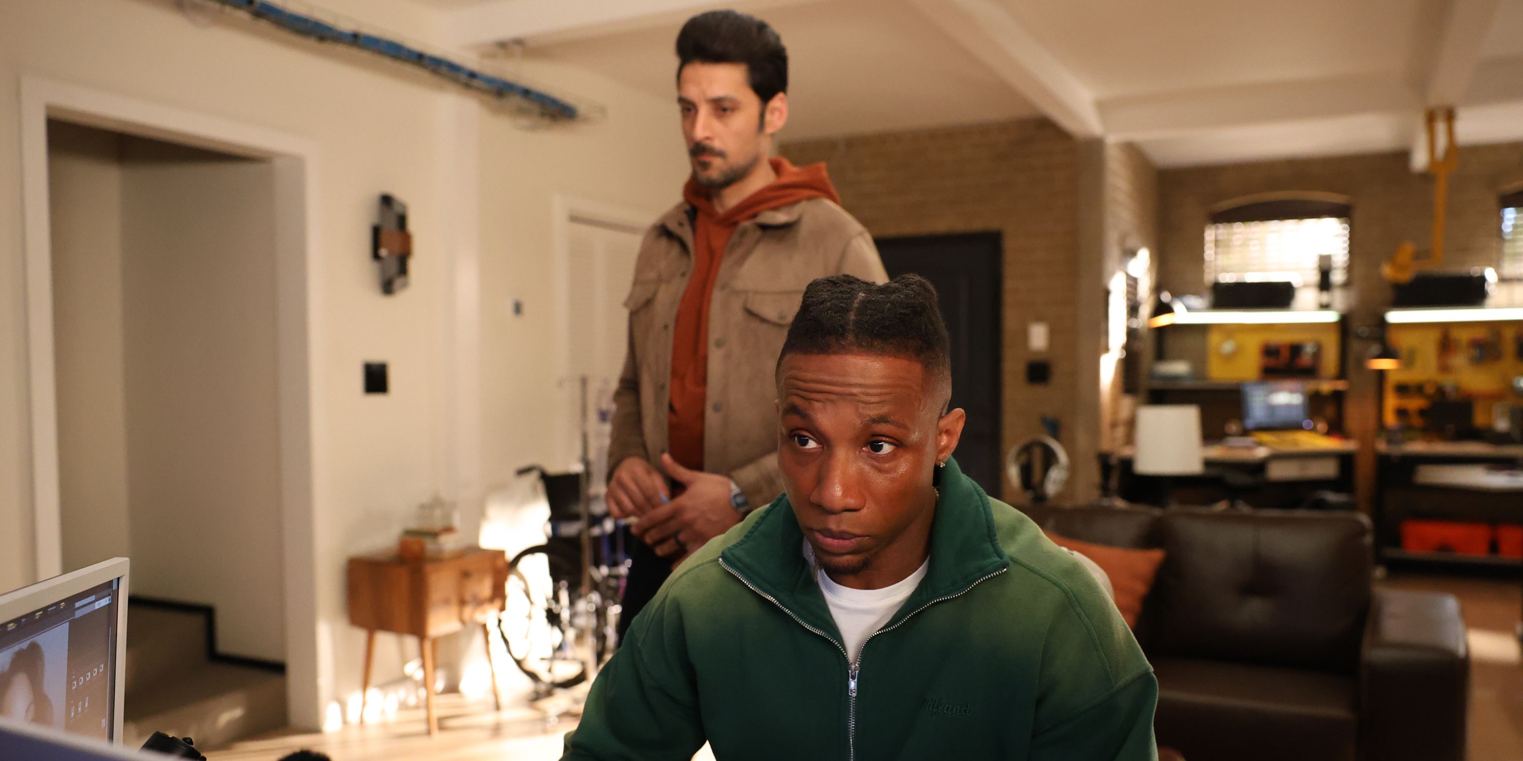 Karan Oberoi as Dhan and Arlen Escarpeta as Zeke in Zeke's home in Found season 2.