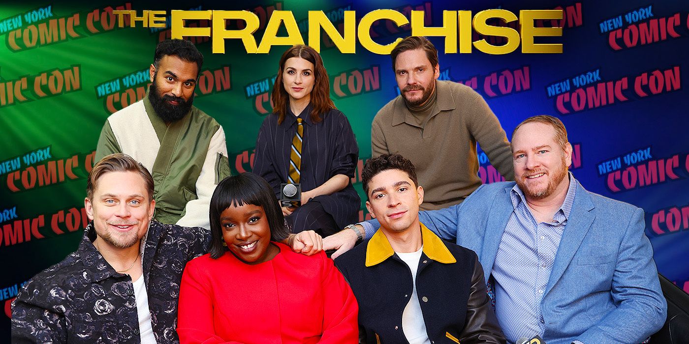 The Franchise's Himesh Patel, Aya Cash, Billy Magnussen, Lolly Adefope, Daniel Brühl, Darren Goldstein, and Isaac Powell at NYCC interview