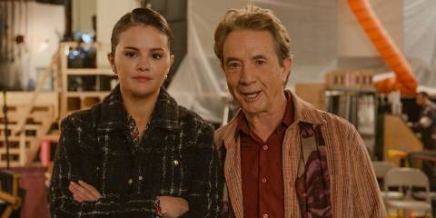 Mabel (Selena Gomez) and Oliver (Martin Short) looking happy in Only Murders in the Building Season 4 Ep 10