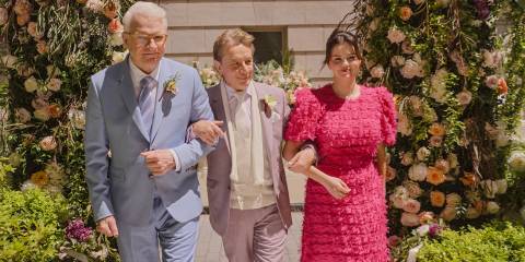 Charles (Steve Martin) and Mabel (Selena Gomez) accompany Oliver (Martin Short) to the altar in Only Murders in the Building Season 4 Ep 10