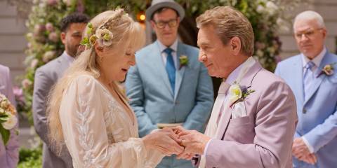 The wedding of Loretta (Meryl Streep) and Oliver (Martin Short) in Only Murders in the Building Season 4 Ep 10