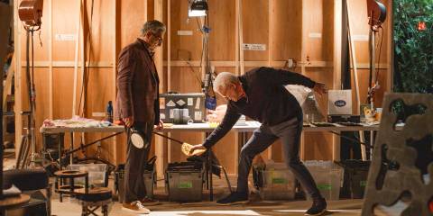 Eugene Levy proving to Charles that he is a control freak and a perfectionist in Only Murders in the Building Season 4 Episode 8