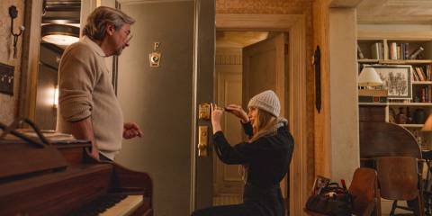 Helga (Alexandra Templer) working as a locksmith meets Milton Dudenoff in Only Murders in the Building Season 4 Episode 8