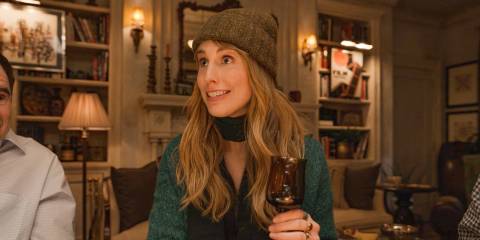 Helga (Alexandra Templer) playing cards with Dudenoff and the Westies in Only Murders in the Building Season 4 Episode 8