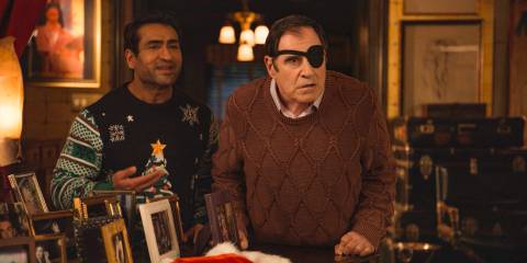 Vince Fish (Richard Kind) and Rudy Thurber (Kumail Nanjiani) explaining the issue with Dudenoff's checks in Only Murders in the Building Season 4 Episode 8