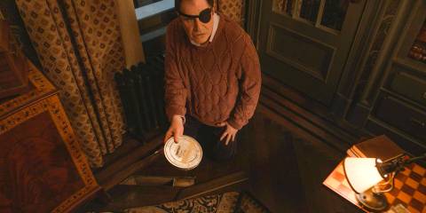 Vince Fish (Richard Kind) reveals the last tape recorded by Dudenoff in Only Murders in the Building Season 4 Episode 8