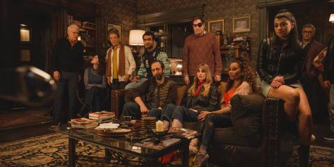 Everyone watching Dudenoff's last video recording along with Helga in Only Murders in the Building Season 4 Episode 8