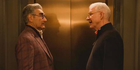 Charles (Steve Martin) thanking Eugene Levy for helping him express his emotions in Only Murders in the Building Season 4 Episode 8