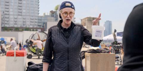 Sazz (Jane Lynch) asks her protégé to use a lubricant for his risky scene in Only Murders in the Building Season 4 Episode 9