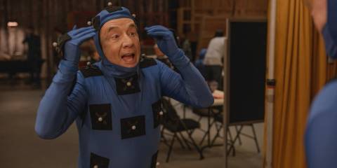 Oliver (Martin Short) looking furious while wearing a mocap suit in Only Murders in the Building Season 4 Episode 9