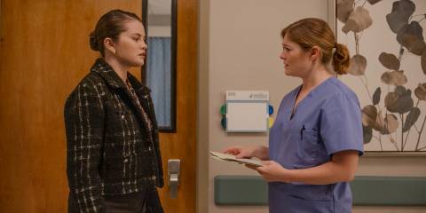 The nurse informs Mabel (Selena Gomez) that Glen Stubbins suddenly passed away in Only Murders in the Building Season 4 Episode 9