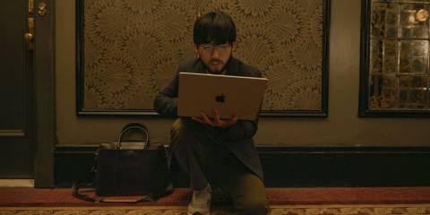 Marshall P. Pope (Jin Ha) making some changes to Mabel's dialogues in the movie script in Only Murders in the Building Season 4 Episode 9