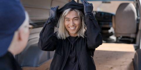 Marshall P. Pope (Jin Ha) as a stunt double and Sazz's protégé in Only Murders in the Building Season 4 Episode 9