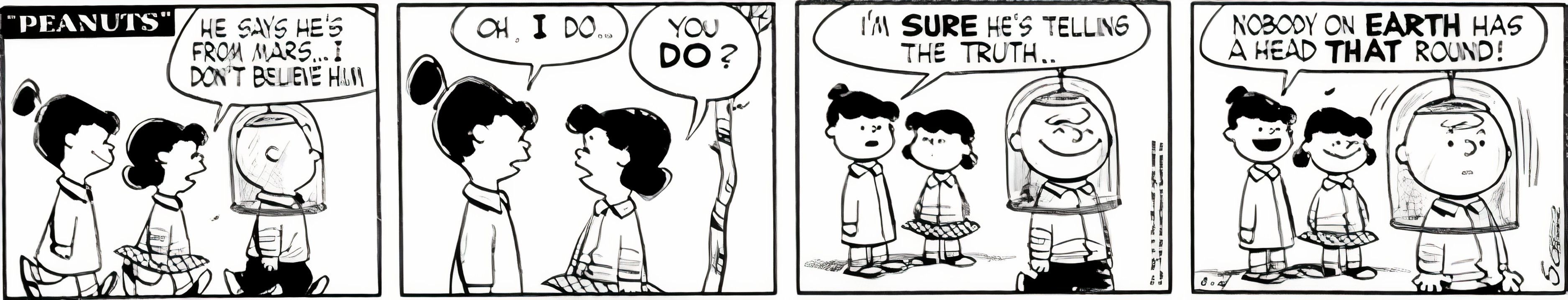 Peanuts, March 4, kids make fun of 'Mr. Spaceman' for his round head