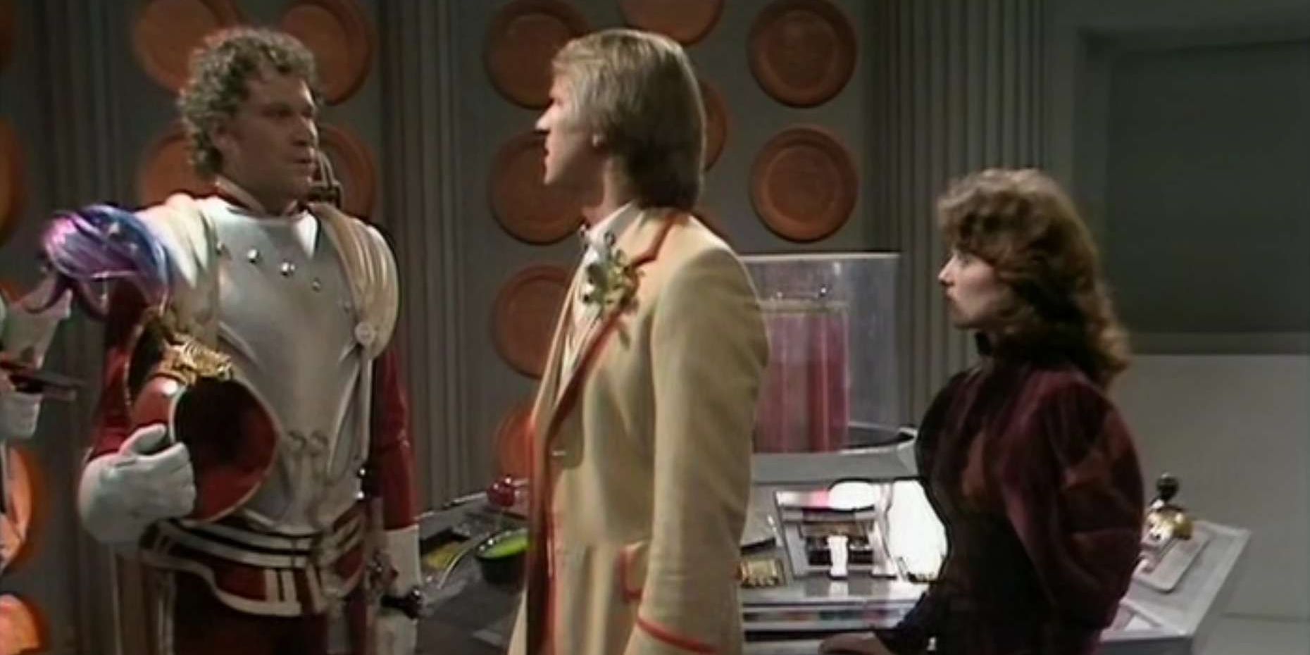 Peter Davison and Colin Baker in Doctor Who Arc of Infinity