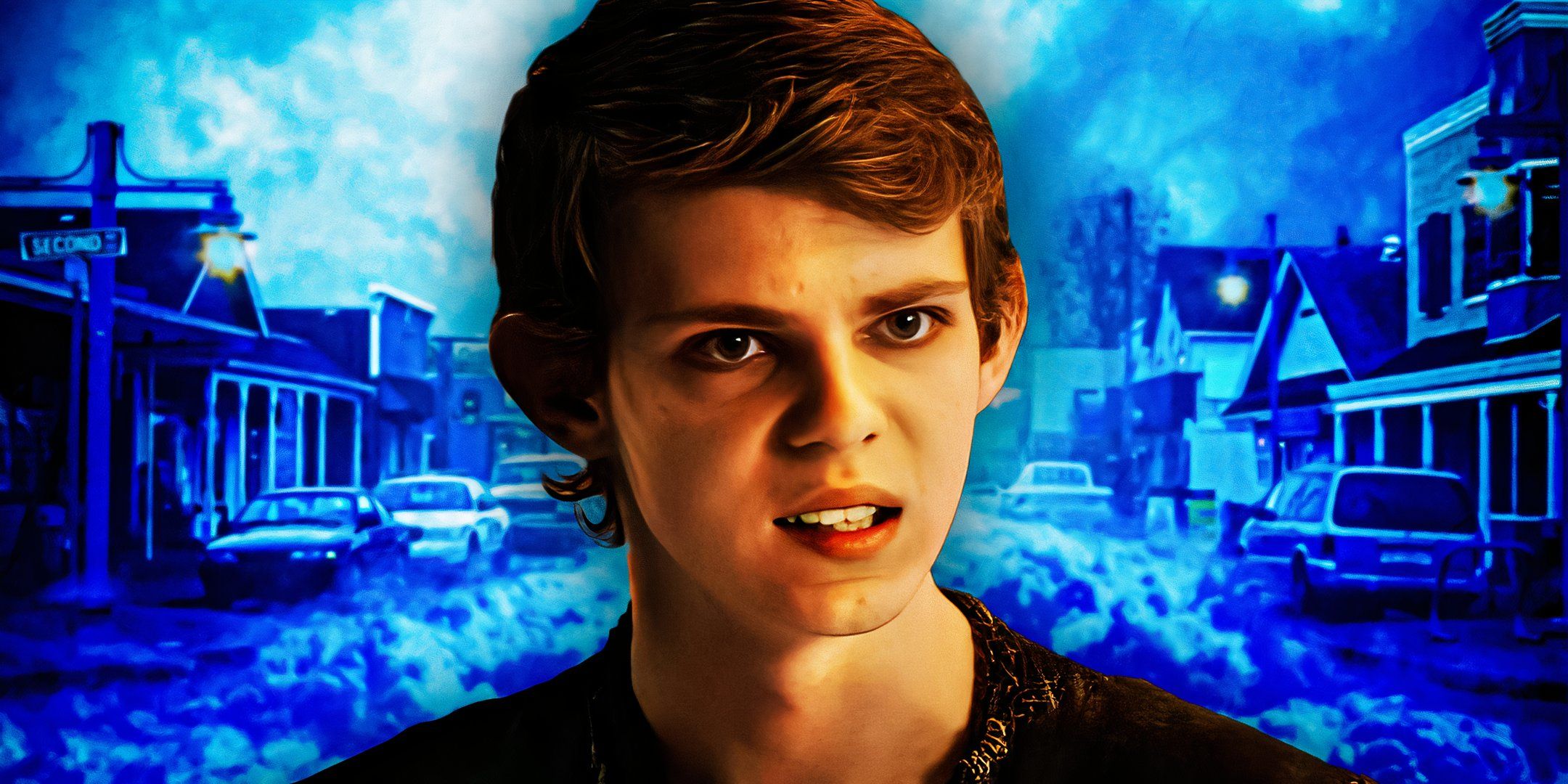 Robbie Kay como Peter Pan en un momento