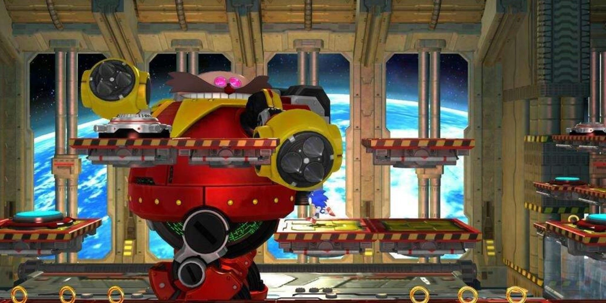 Phase two of the death egg robot fight in sonic x shadow generations