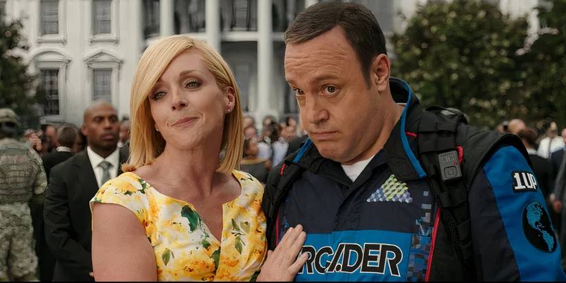 Jane (Jane Krakowski) and Will (Kevin James) looking concerned in Pixels (2015)