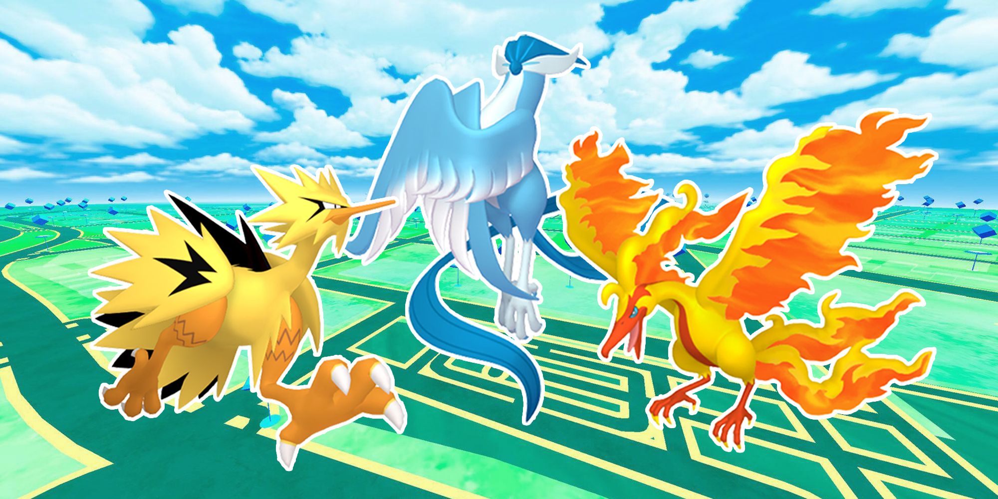 Versiones brillantes de Galarian Articuno, Galarian Moltres y Galarian Zapdos en el mapa de Pokémon GO