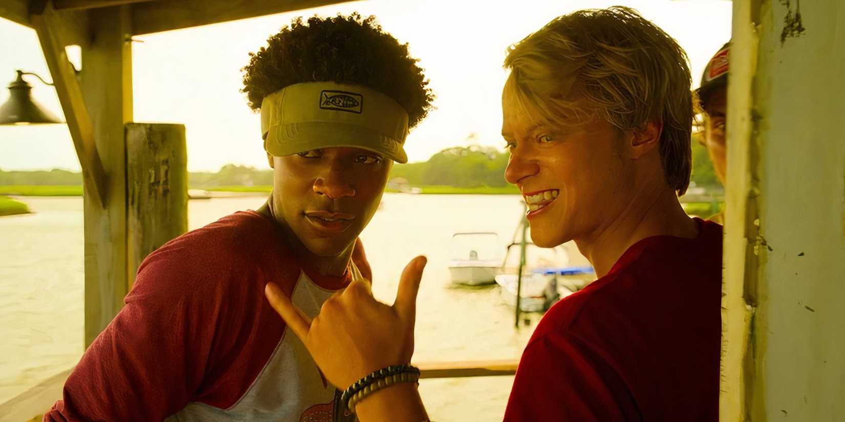 Pope and JJ on the dock in Outer Banks season 4