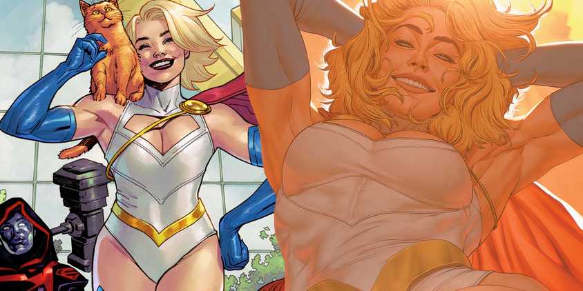 Comic book art: Power Girl with New Superman Like Symbol