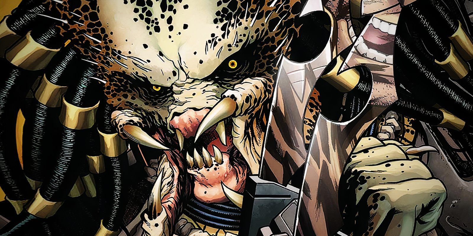 Predator Face with Blades Drawn in Marvel Comic Art