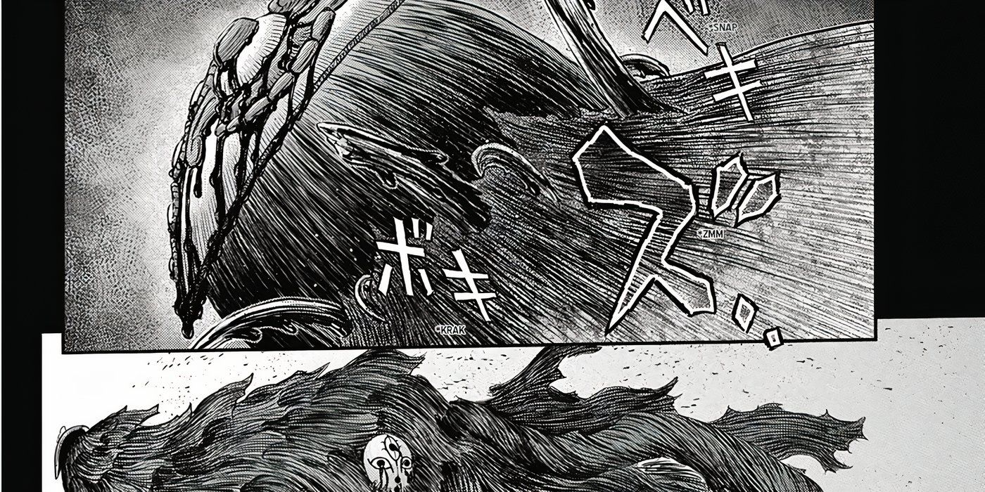 The apostle Rakshas emerging in Berserk chapter #377.