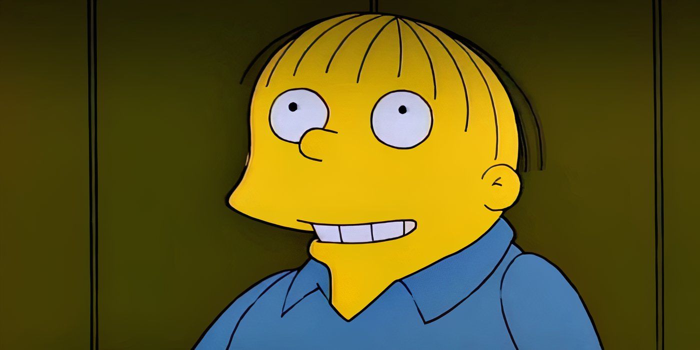 Ralph Wiggum in class talking to his teacher