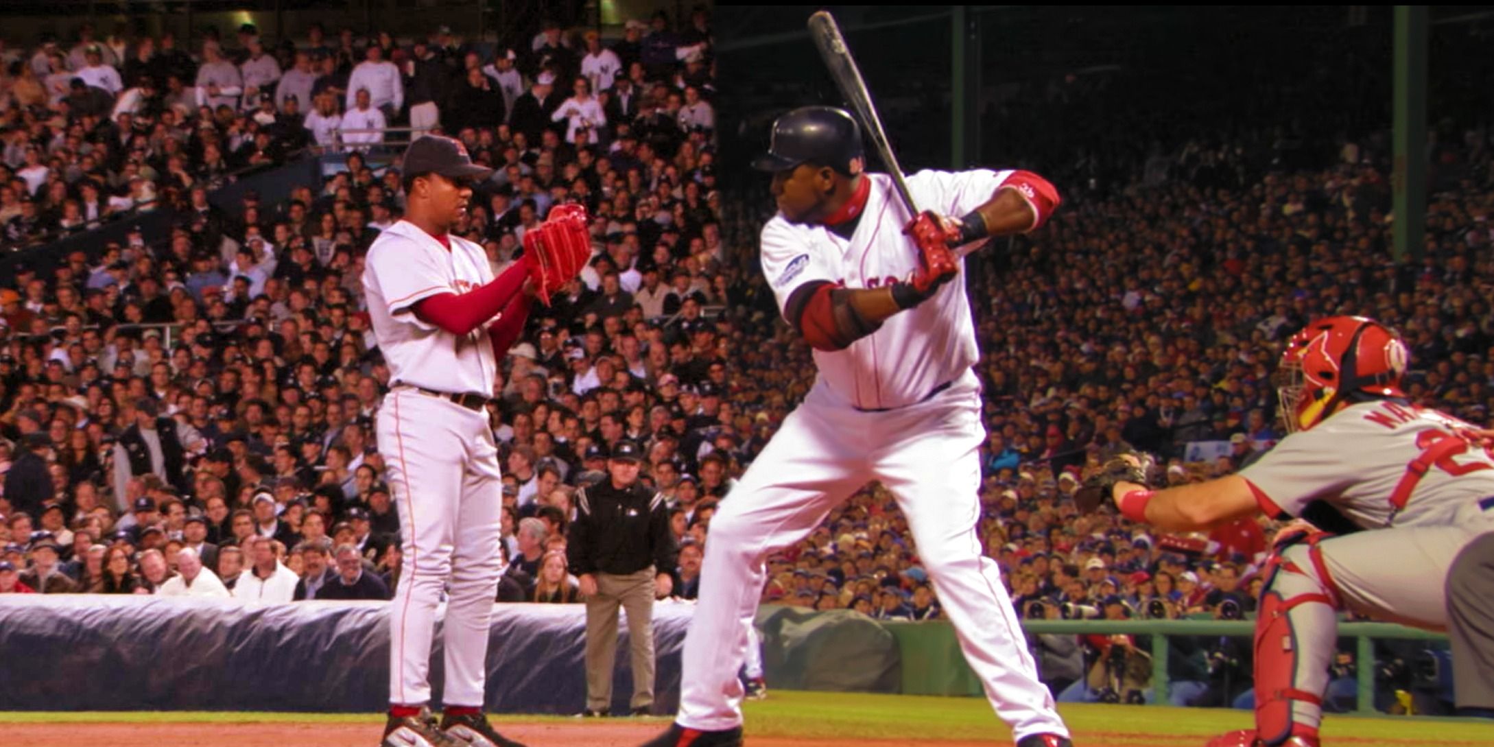 Pedro Martínez golpea a la izquierda y David Ortiz a la derecha en el documental de Netflix The Comeback