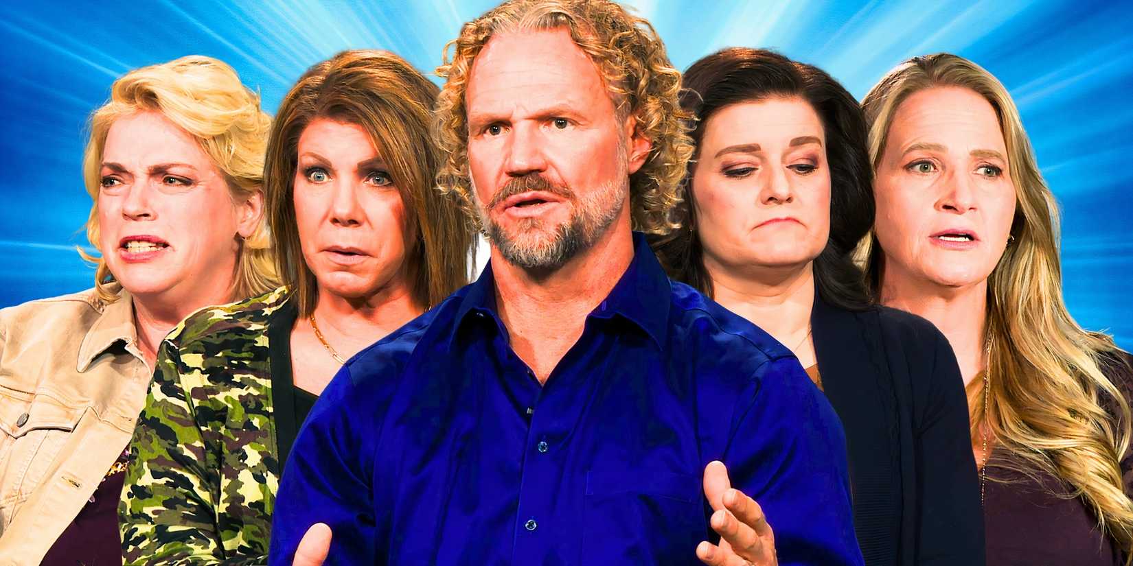 Sister Wives' Kody front and center, with Meri, Janelle, Christine & Robyn in background