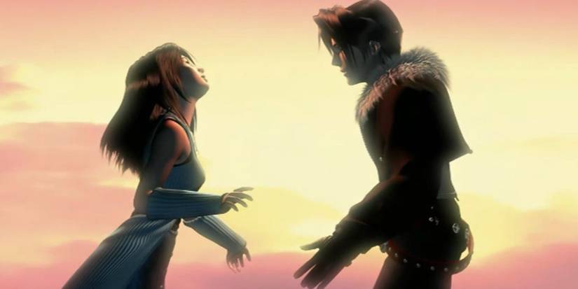 Rinoa running toward Squall in Final Fantasy 8