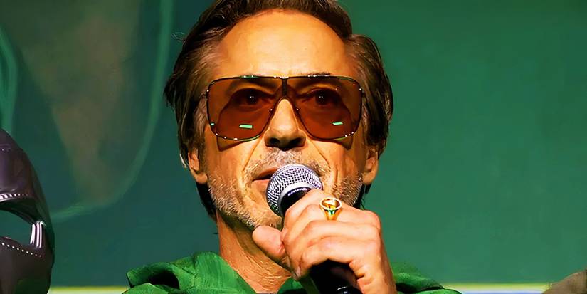 Robert Downey Jr. revealing himself to be Doctor Doom at SDCC