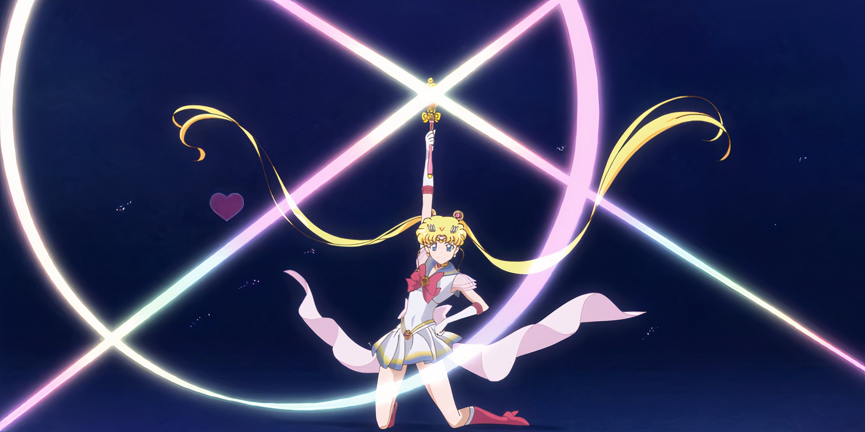 Sailor Moon Attacks with her Moon Spiral Heart Attack.