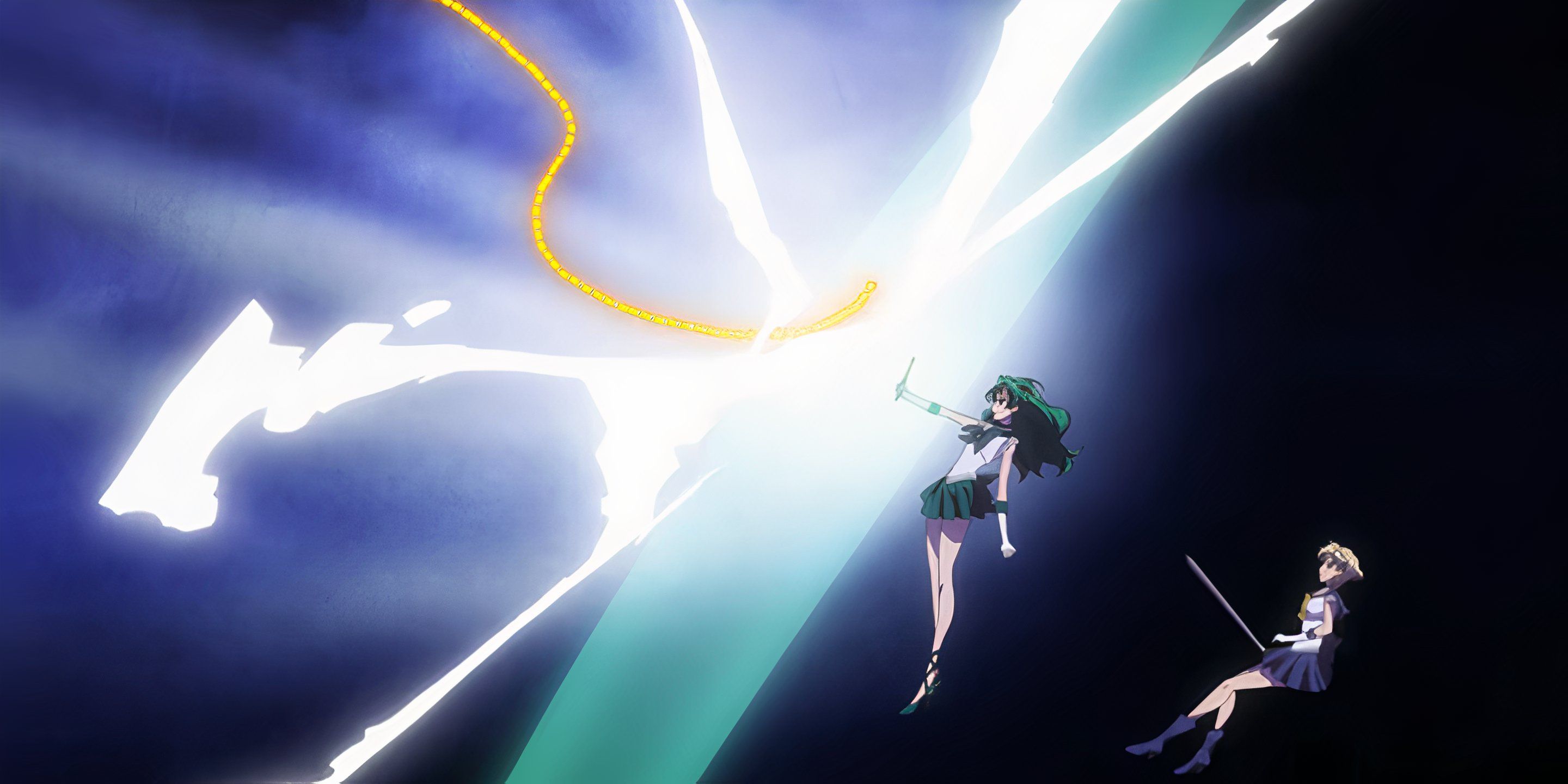 Sailor Neptune uses Submarine Reflection to block an incoming attack.