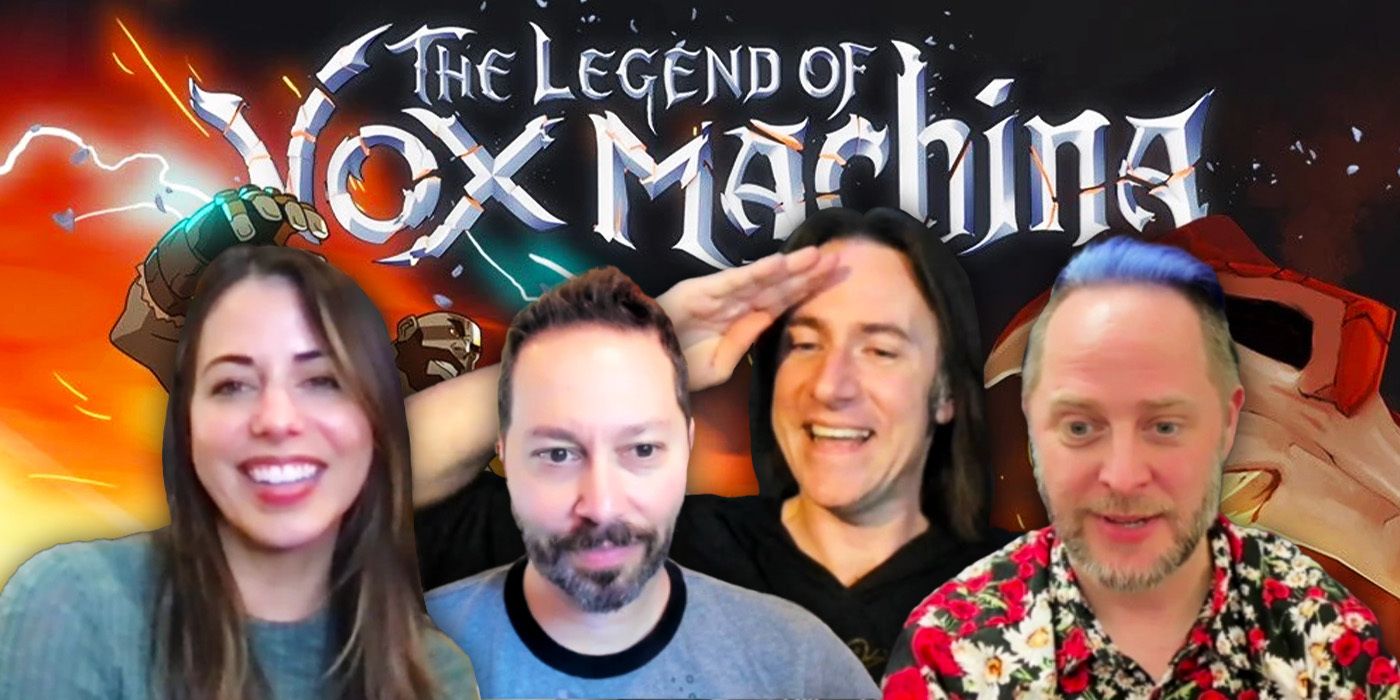 Matt Mercer, Sam Riegel, Laura Bailey y Taliesin Jaffe durante una entrevista de la temporada 3 