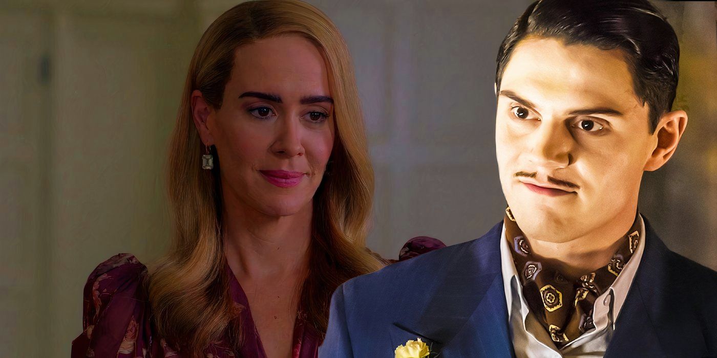 Sarah Paulson as Cordelia Goode in American Horror Story: Coven and Evan Peters as James Marsh in American Horror Story: Hotel