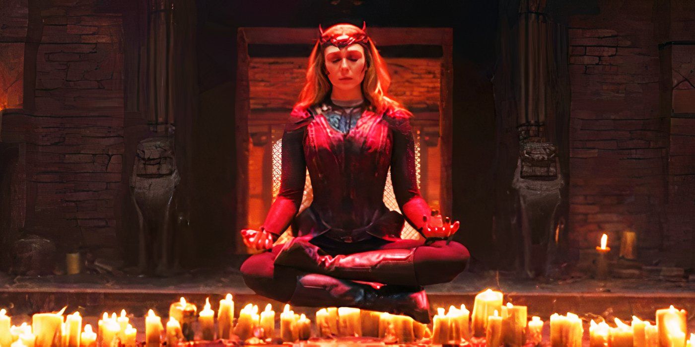 Scarlet Witch dreamwalking over candles in Doctor Strange in the Multiverse of Madness