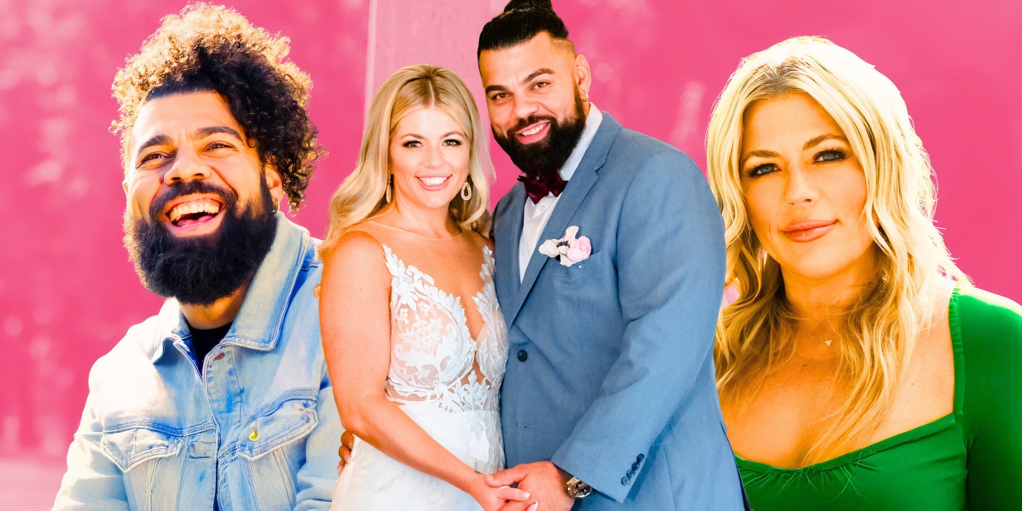 married at first sight season 18 stars david and michalle in montage with pink background