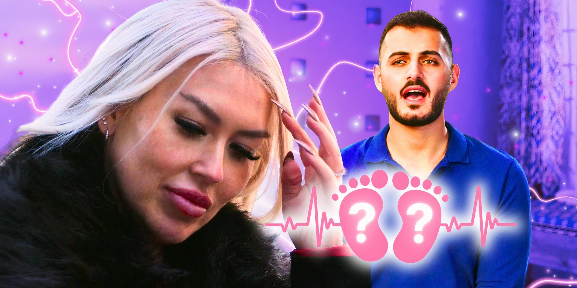  montage of 90 Day Fiancé's Tigerlily Taylor with Adnan Abdelfattah and a baby-themed background