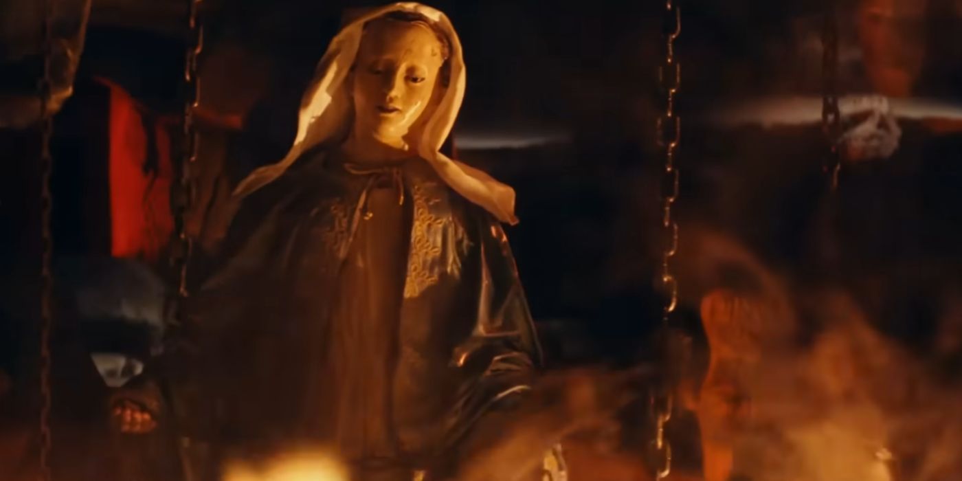 A statue of Mary in Hell in Terrifier 3