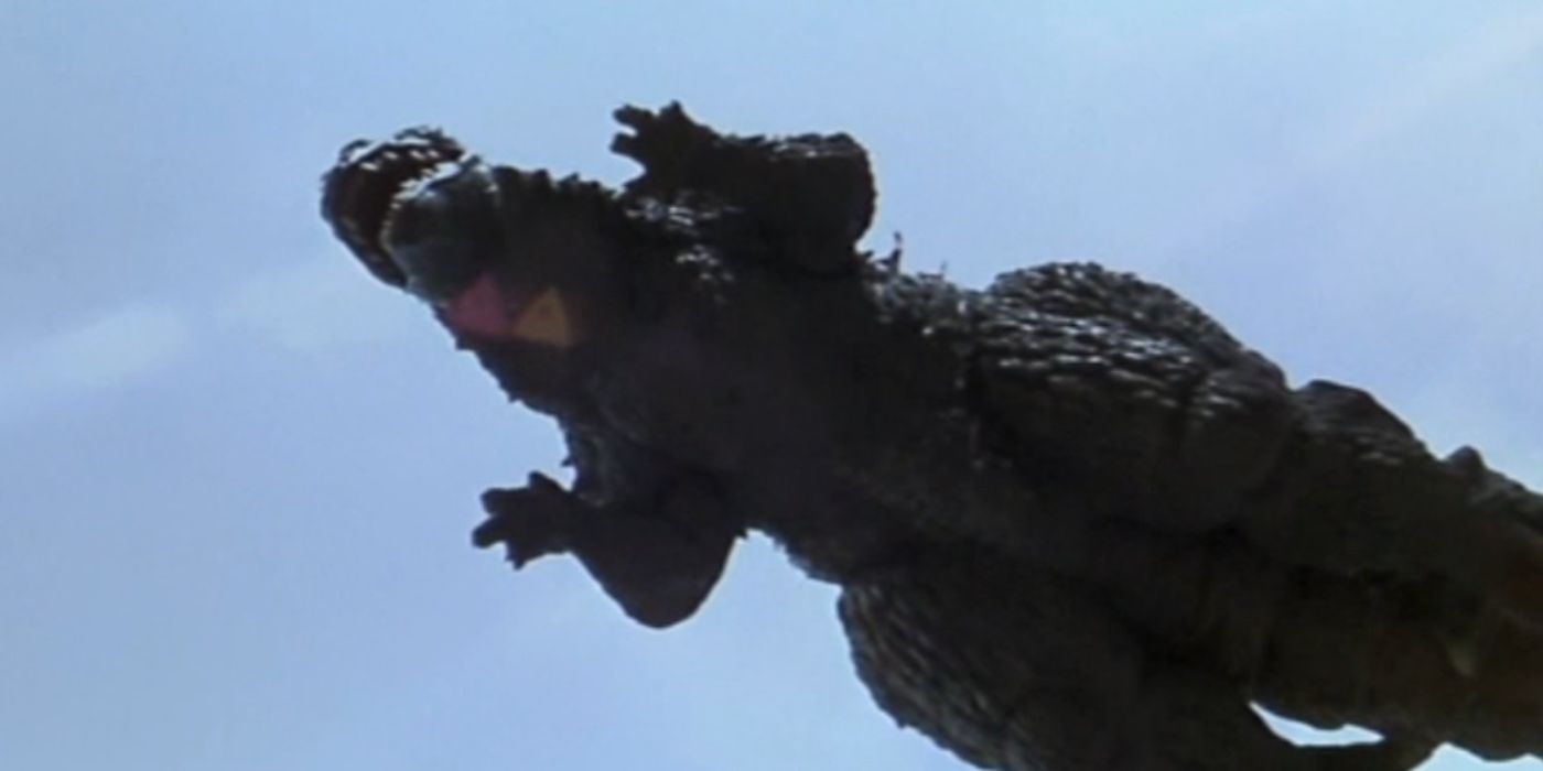 Godzilla's flying body slam on Megaguirus from Godzilla vs. Megaguirus