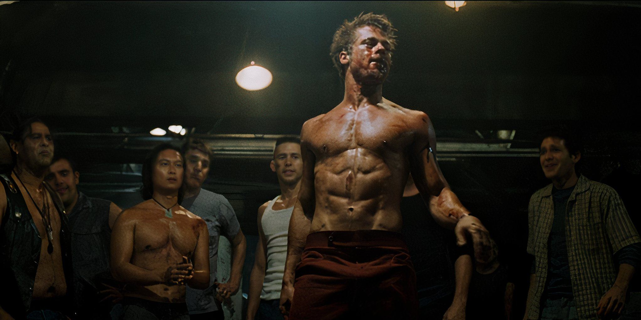 Tyler shirtless in Fight Club