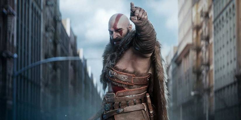 Kratos from God of War pointing at something in Secret Level
