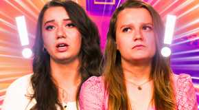 Sister Wives image of Aurora and Breanna looking upset with exclamation points