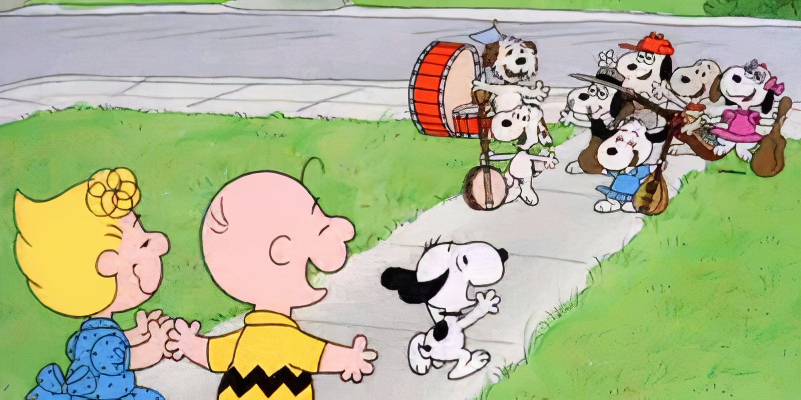 Snoopy greets his siblings in Snoopy Reunion Peanuts special