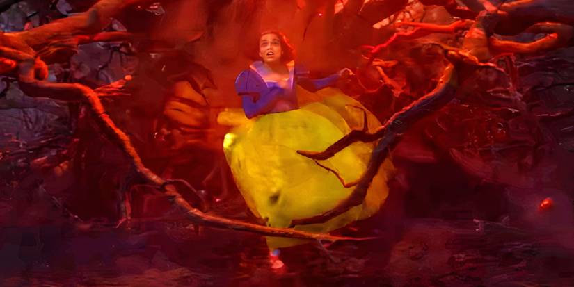 Snow White getting engulfed by trees in the new live action movie