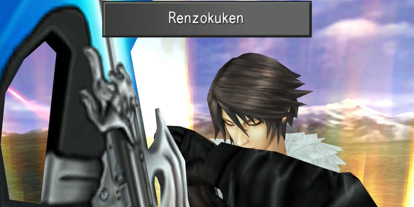 Squall casting Renzokuken in Final Fantasy 8