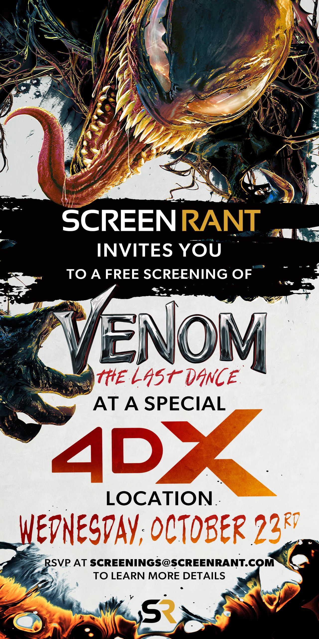 ¡Gane entradas para ver Venom: The Last Dance el 23 de octubre en 4DX con Screen Rant!